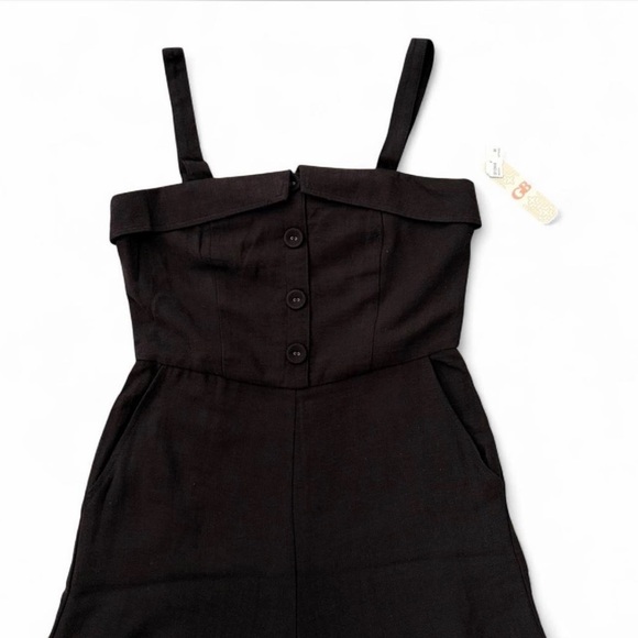 Gianni Bini Black Wide-Leg Button-Front Strap Jumpsuit - Picture 2 of 6